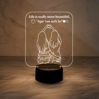 Acrylic Led Night Lamp with Warm White Light & On/Off Touch Button Gift for Bestfriend